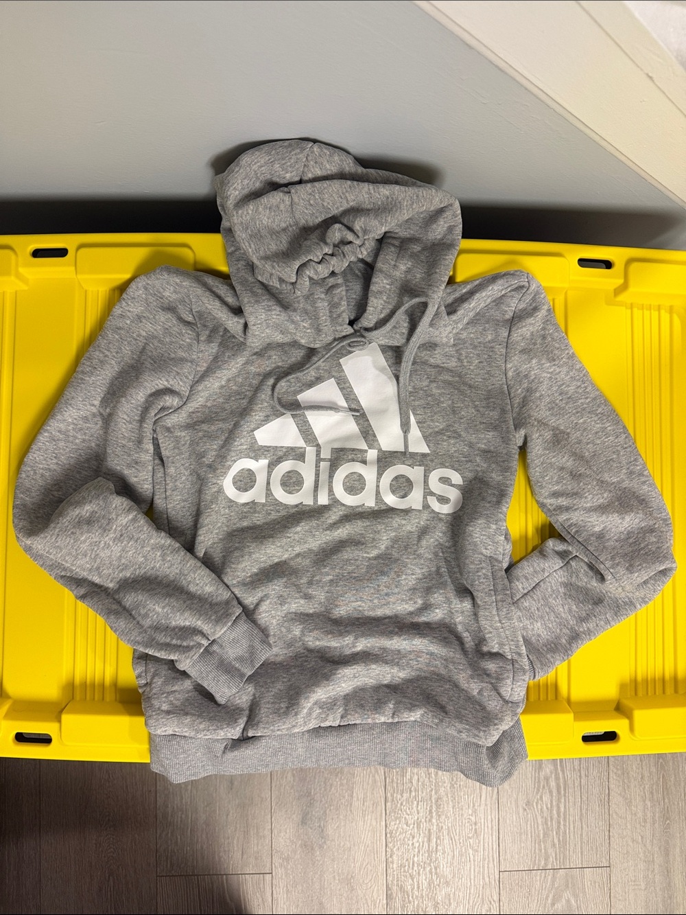 adidas Heather Gray Pullover Hoodie with White Logo
